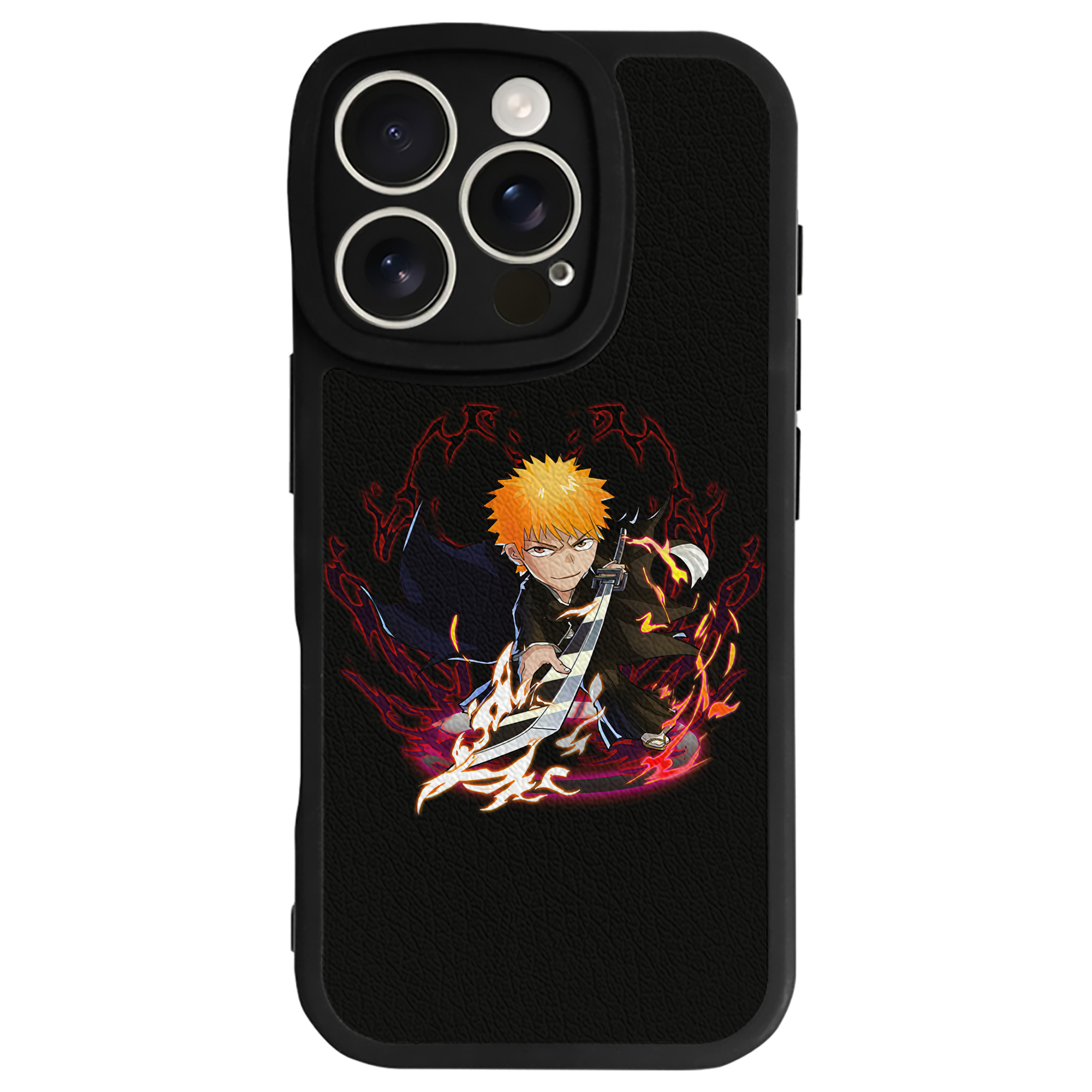 ブリーチ 黒崎一護（くろさき いちご）BLEACH Kurosaki Ichigo 【iPhone 16シリーズ対応】シリコンスマホケース（レザー調） 材質：シリコン